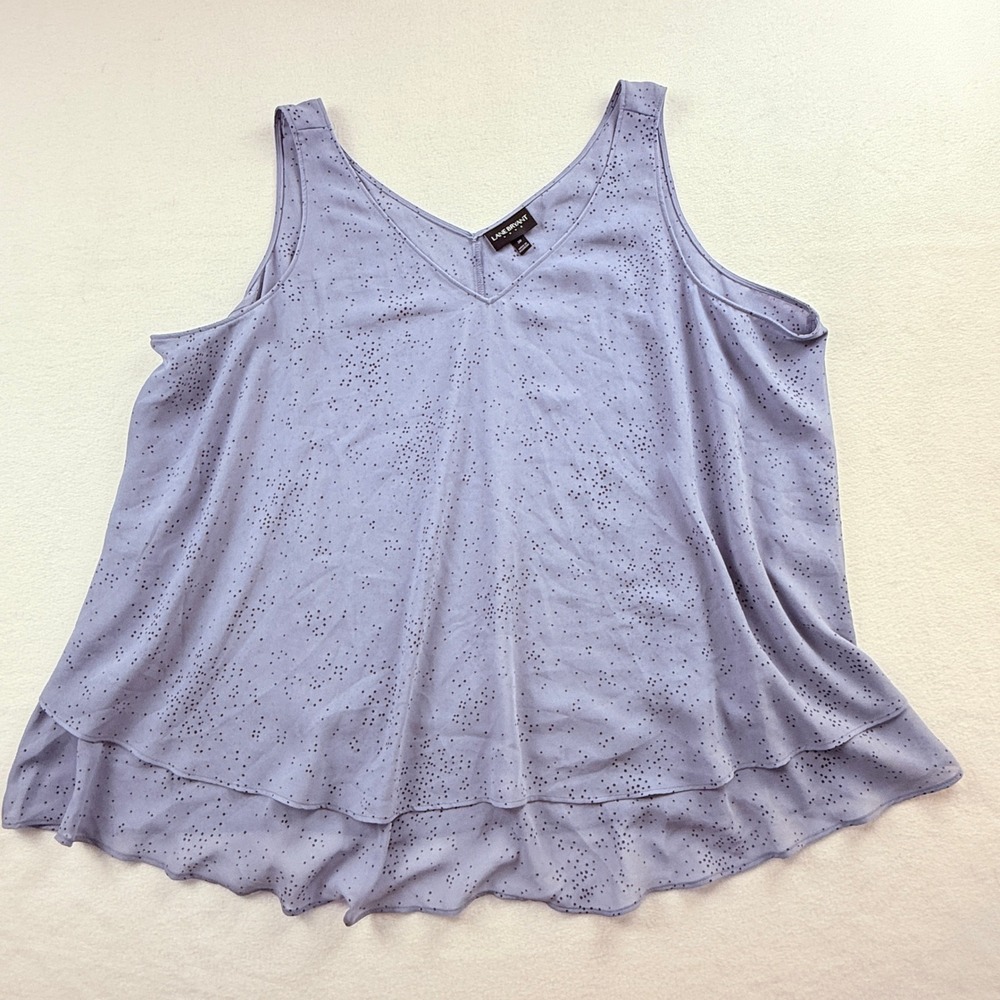 Lane Bryant Lavender Perforated Layered V-Neck Tank